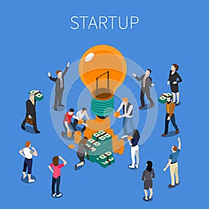 ICO For Startup Isometric Composition