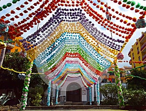 Icod de los Vinos, the festively decorated church of San Marcos, Tenerife