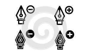 Pen tool with a add remove point linear icon vector