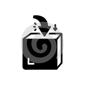 Black solid icon for Into, inside and parcel