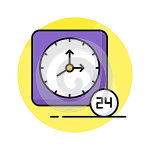 An icon of 24 hour service and support in editable style, premium vector