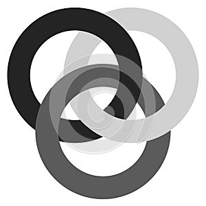 Icon with 3 interlocking circles. rings. Abstract symbol for con