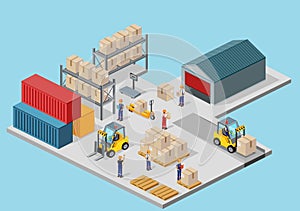 Icon 3d Isometric Process of the Warehouse