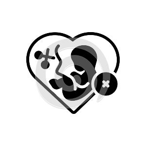 Black solid icon for Abortion, miscarriage and embryo