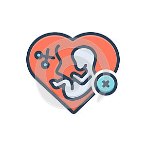 Color illustration icon for Abortion, miscarriage and fetus