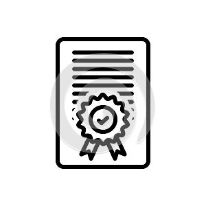 Black line icon for Accreditation, certificate and diploma photo