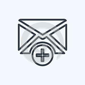 Icon Add Envelop. suitable for User Interface symbol. line style. simple design editable. design template vector. simple symbol