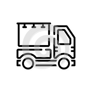 Black line icon for Advertisement, blurb and vehicle photo