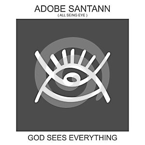 icon with african adinkra symbol Adobe santann. Symbol of all seeing eye of God