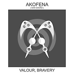 icon with african adinkra symbol Akofena. Symbol of Valour and Bravery