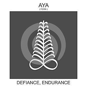 icon with african adinkra symbol Aya. Symbol of defiance and endurance