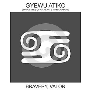 icon with african adinkra symbol Gyewu Atiko. Symbol of bravery and valor photo