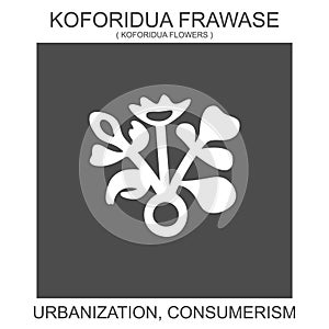 icon with african adinkra symbol Koforidua Frawase. Symbol of urbanization and consumerism