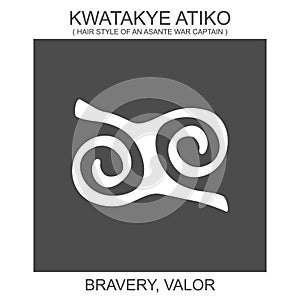 icon with african adinkra symbol Kwatakye Atiko. Symbol of bravery and valor photo