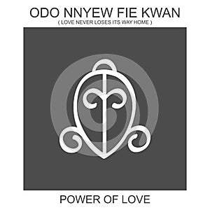 icon with african adinkra symbol Odo Nnyew Fie Kwan. Symbol of power of love photo