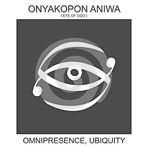 icon with african adinkra symbol Onyakopon Aniwa. Symbol of omnipresence and ubiquity