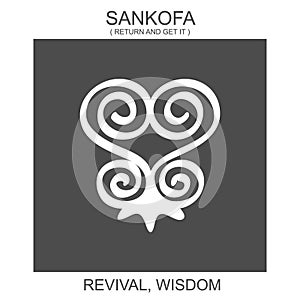 icon with african adinkra symbol Sankofa. Symbol of revival and wisdom photo