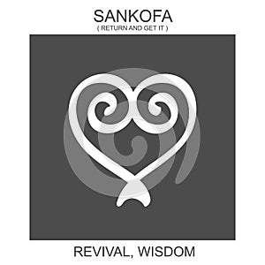 Icon with african adinkra symbol Sankofa. Symbol of revival and wisdom photo