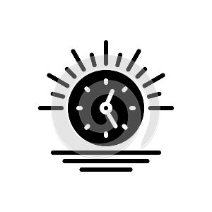 Black solid icon for Afternoon, time and clock