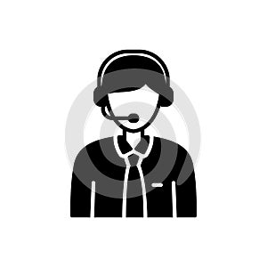 Icon agent or customer service staff providing technical support wearing headphones