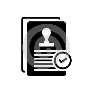 Black solid icon for Agreement, annexure and appendage