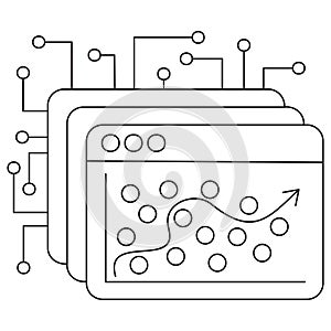 Icon of AI regression analysis on data points chart photo