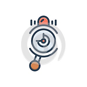 Color illustration icon for Alarm Clock, wakingup and reminder