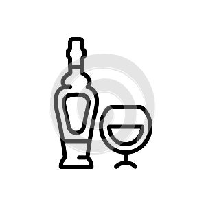 Black line icon for Alcohol, liqueur and glass photo