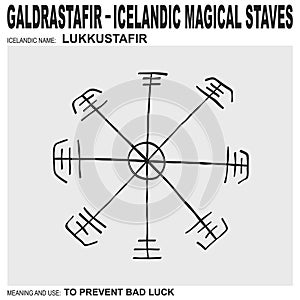 icon with ancient Icelandic magical staves Lukkustafir. Symbol means and is used to prevent bad luck