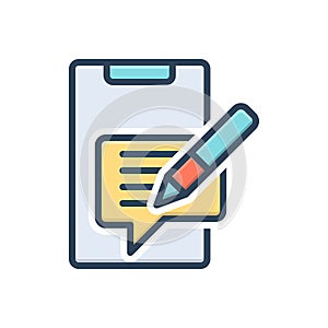 Color illustration icon for Annotated, message and report photo