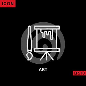 Icon art with paint brush and canvas on black background