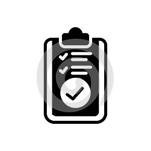 Black solid icon for Assessed, appraise and check