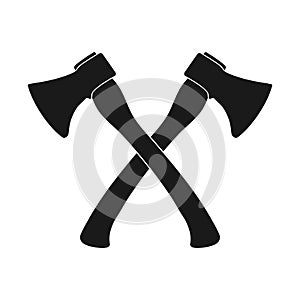 Icon of an axe. Two crossed axes. Simple design, stock illustration