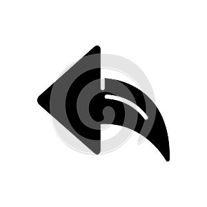 Black solid icon for Backarrow, direction and pointer