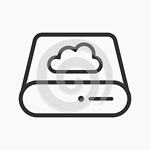 Simple Illustration Icon Cloud Storage Symbol with External Data Storage.Icon Backup Storage for User Interface and UI Backup .