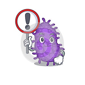 An icon of bacteria bacilli cartoon design style with a sign board