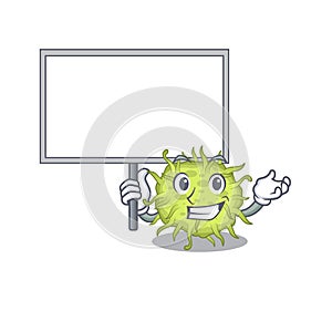 An icon of bacteria coccus mascot design style bring a board