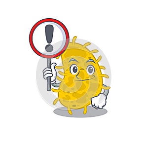 An icon of bacteria spirilla cartoon design style with a sign board