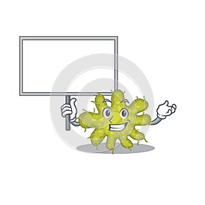 An icon of bacterium mascot design style bring a board photo