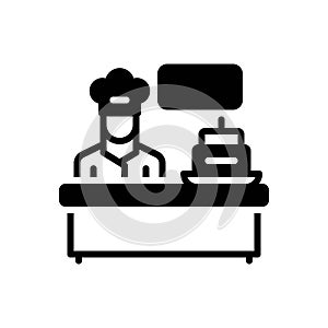 Black solid icon for Baker, chef and food