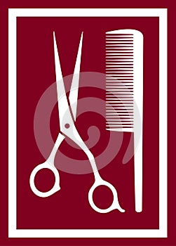 Icon with barber scissors and comb