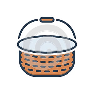 Color illustration icon for Basket, handle and empty