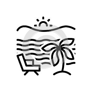 Black line icon for Beach, seaside and area