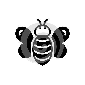 Black solid icon for Bee, buzz and honeybee
