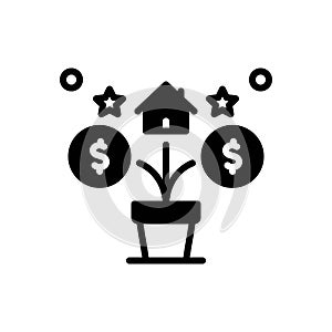 Black solid icon for Beneficial, profitable and house photo
