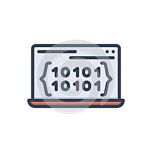 Color illustration icon for Binary Code, binary bit and software