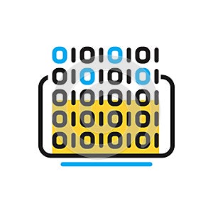 Multi color icon for Binary Coding, binary and digital