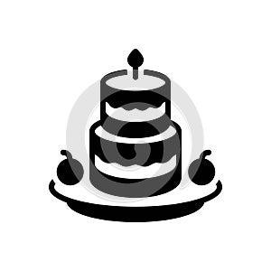 Black solid icon for Birthday Cake, cake and dessert