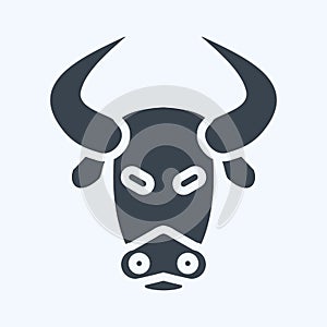 Icon Bison. related to Animal Head symbol. glyph style. simple design editable. simple illustration. cute. education