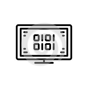 Black line icon for Bit, binary and code